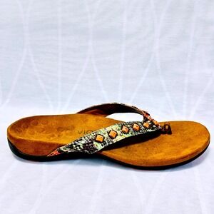 Vionic Floriana Thong Sandals Embellished Snake Print Women's Size 10 EU 42‎